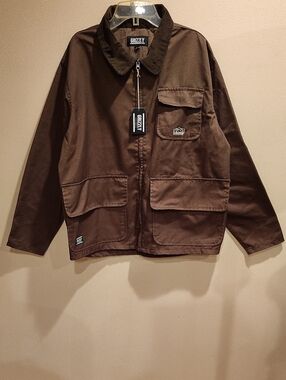 Grizzley Men's Size L Brown Lightweight Pockets Work Shirt Jacket WM